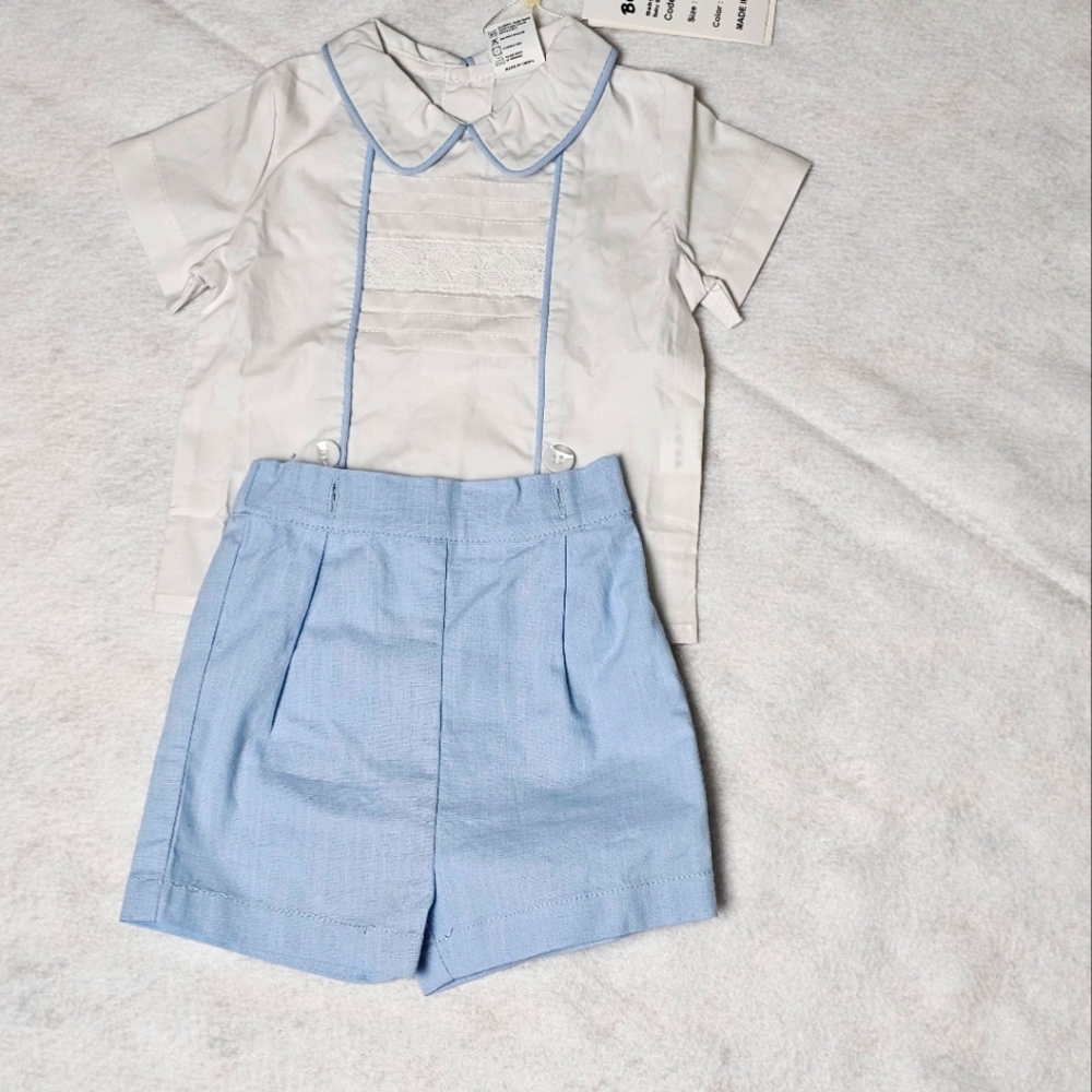 NWT 3-6 Months Set Blue & White Top & Shorts Classic Baby Photos‎
